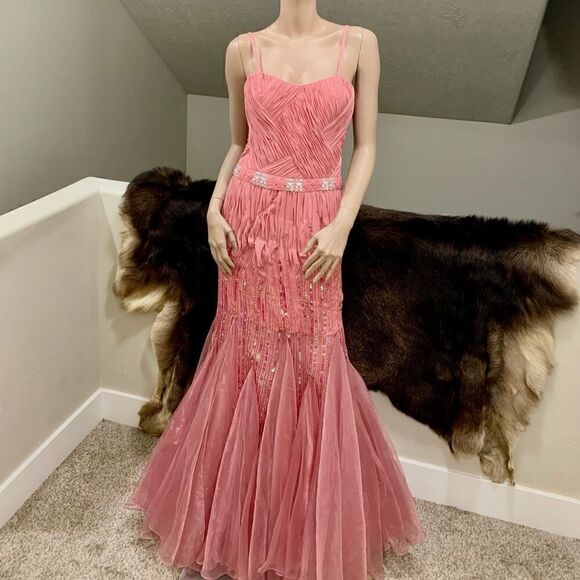 Vintage Style, Multiple Ways to Wear, Stunning Sequins & Beaded Mermaid Gown - Picture 4 of 16